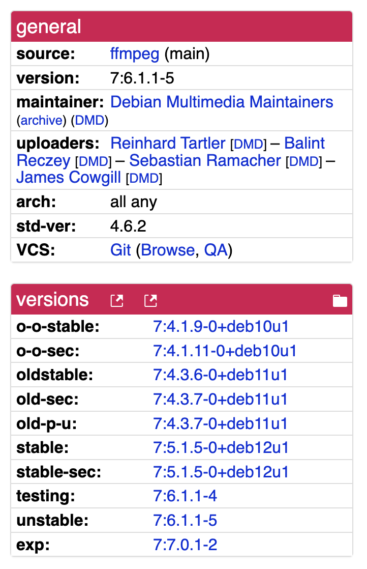 stable version of ffmpeg package