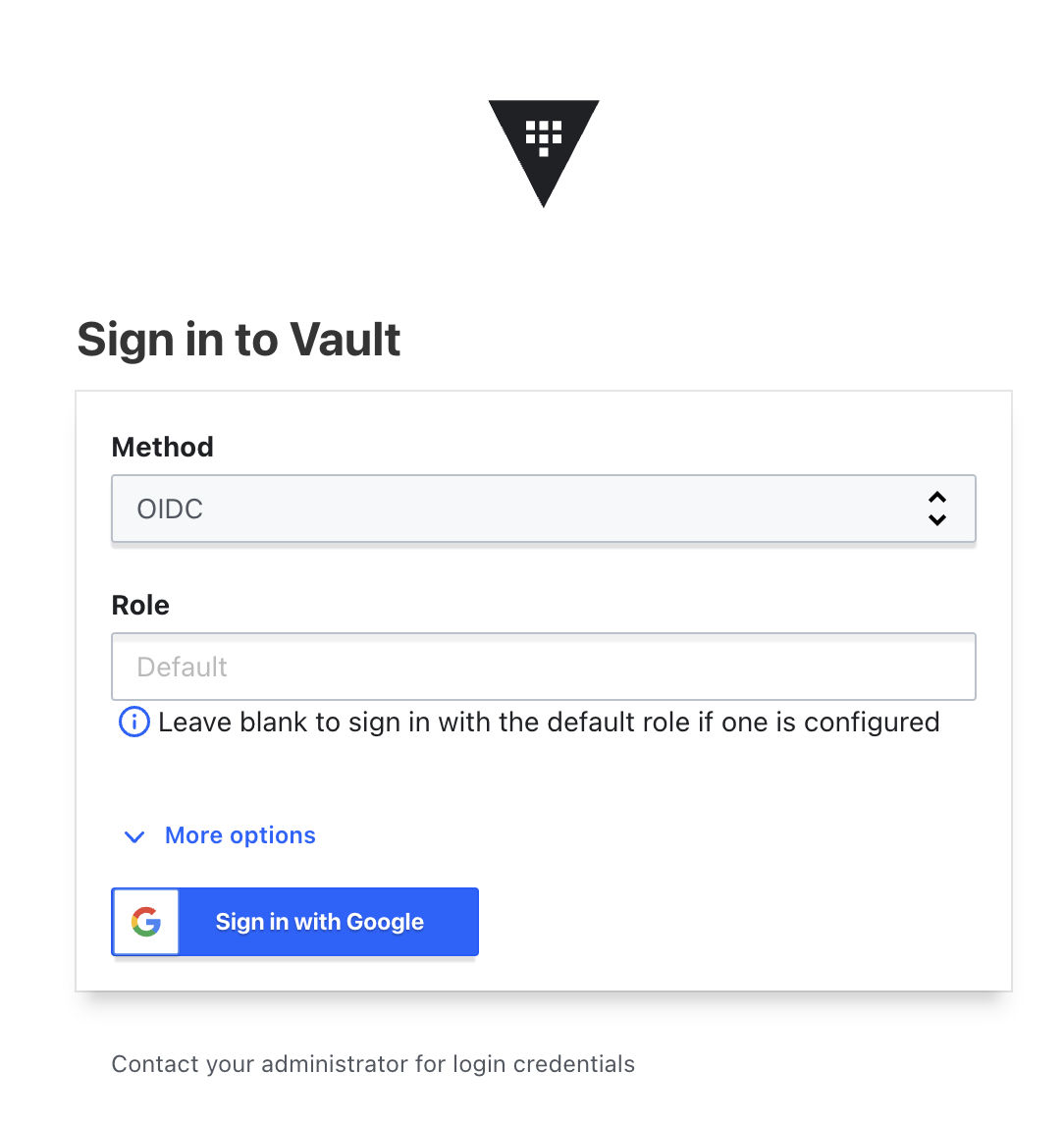 vault oidc login page