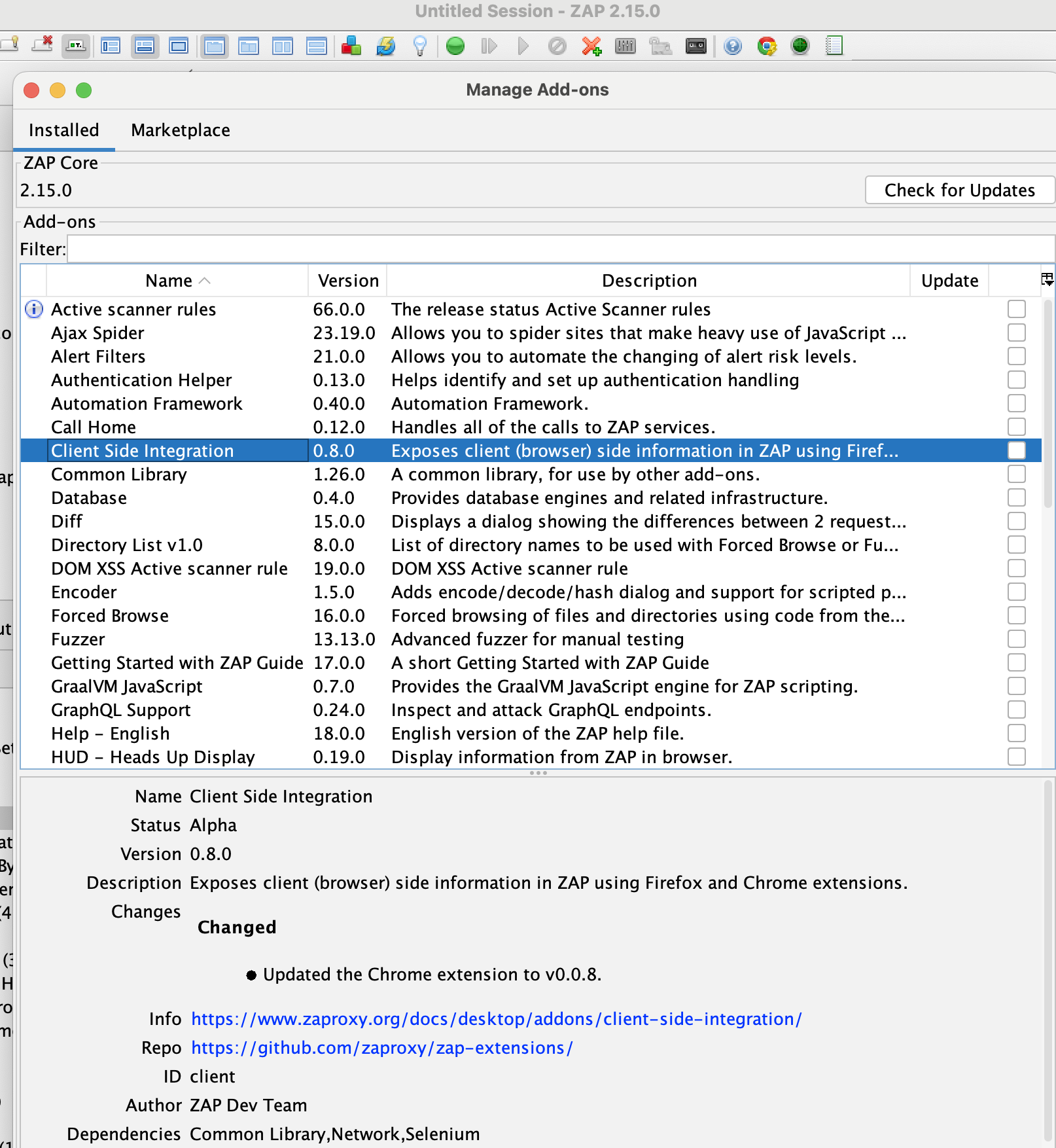 add client side integration from marketplace